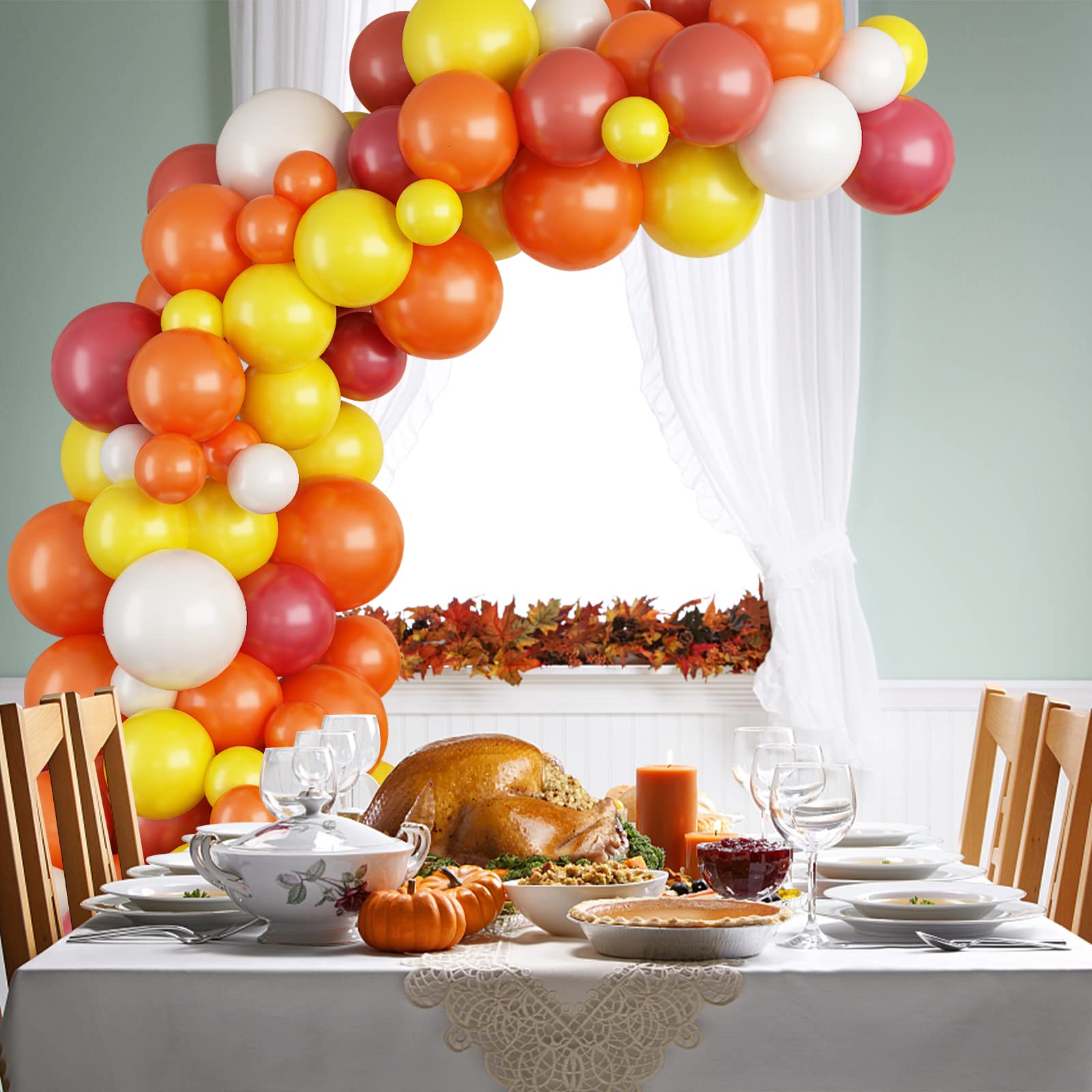 103PCS Thanksgiving Balloons Arch Garland Kit - Orange Yellow Burgundy Brown White Balloon Decor for Fall, Autumn Harvest, Birthday Party & Baby Shower | Perfect for Thanksgiving Decorations, Seasonal Celebrations & Home Decoration
