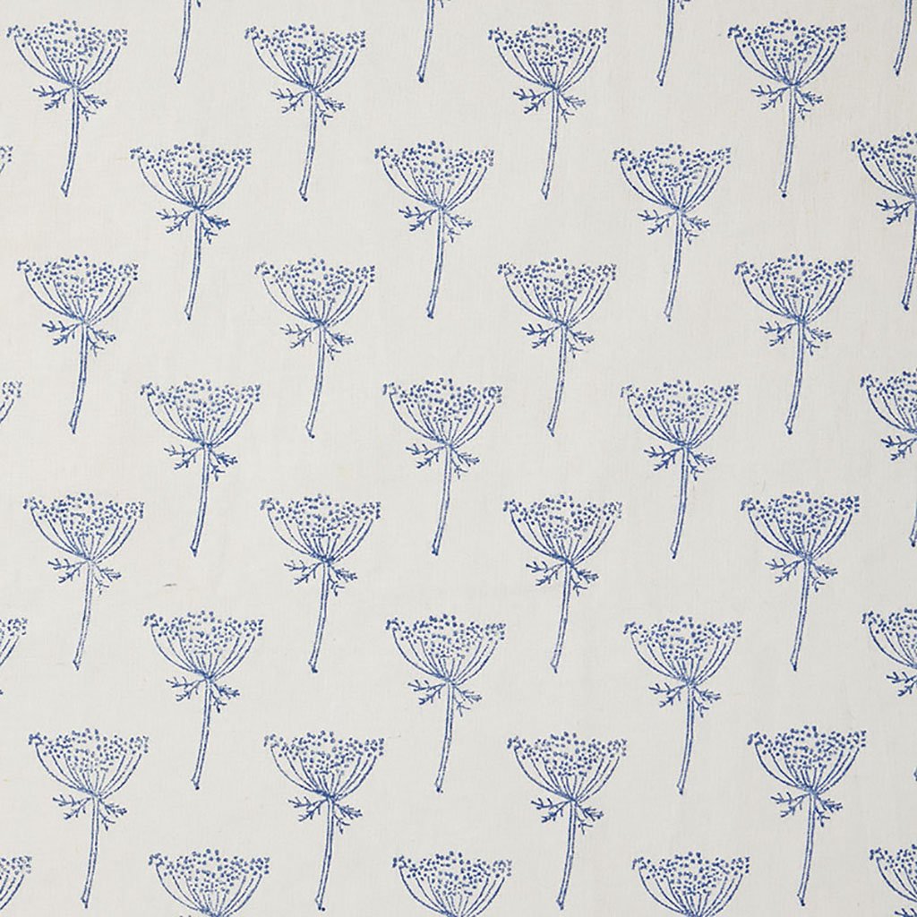 Handmade Wild Carrot Block Printed Linen Fabric - Natural Indigo Dye for Boho Home Decor, DIY Sewing Projects & Table Runners