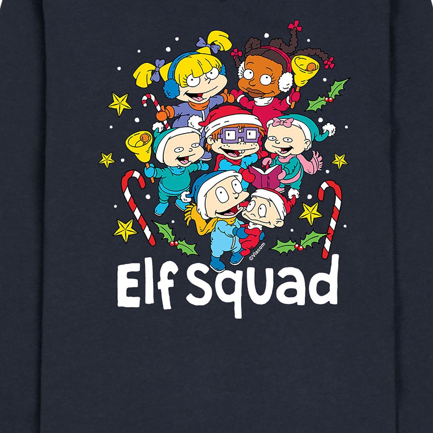 HYBRID APPAREL Rugrats Men's Christmas Holiday Graphic Long Sleeve T-Shirt - Funny Cartoon Print Casual Tee for Holiday Parties & Family Gatherings