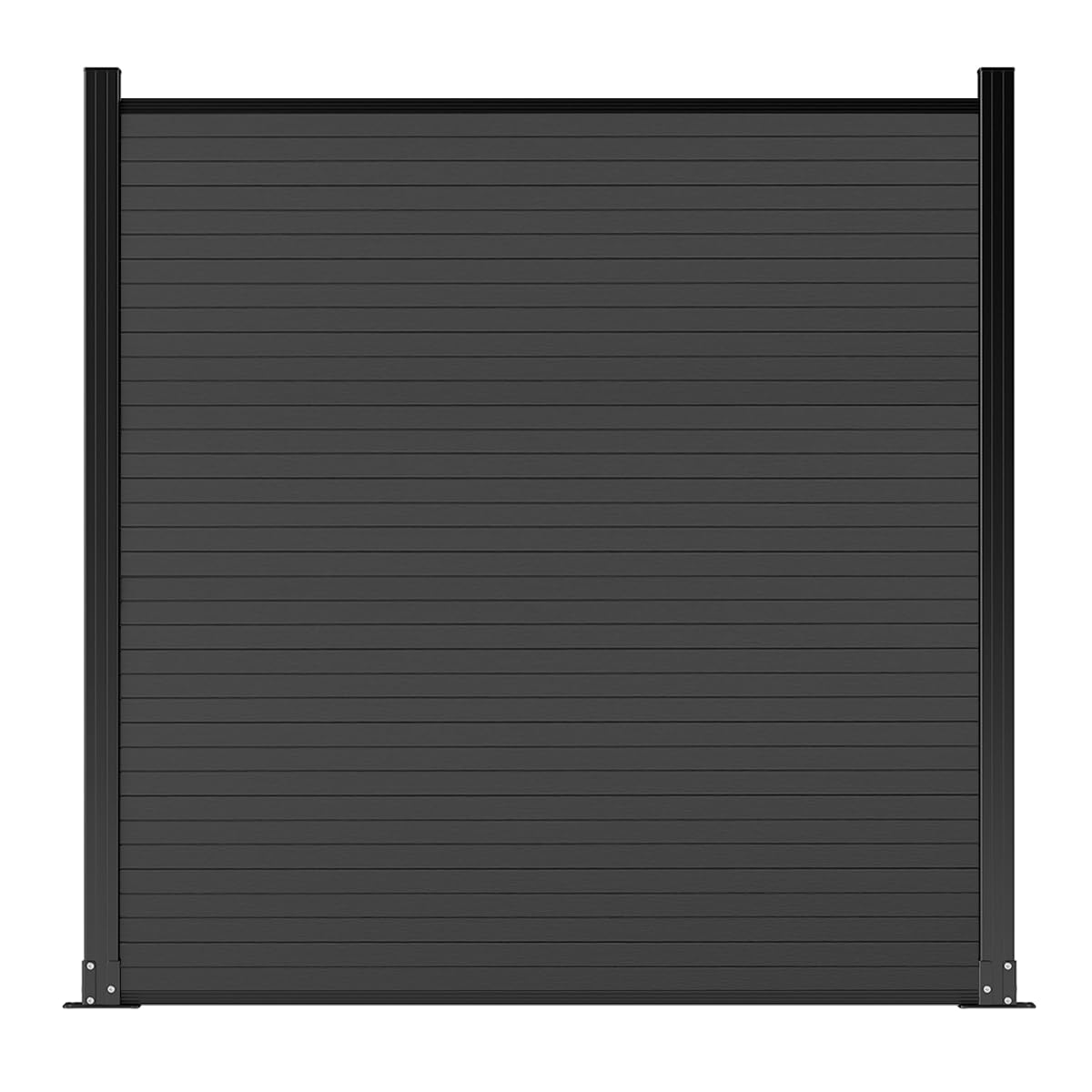 6x6 Ft Outdoor Privacy Screen - Durable Wood Plastic Composite AC Fence Panels for Patio, Garden & Trash Can Enclosure - Black with Ground Posts - Perfect for Backyard, Deck & Poolside Privacy