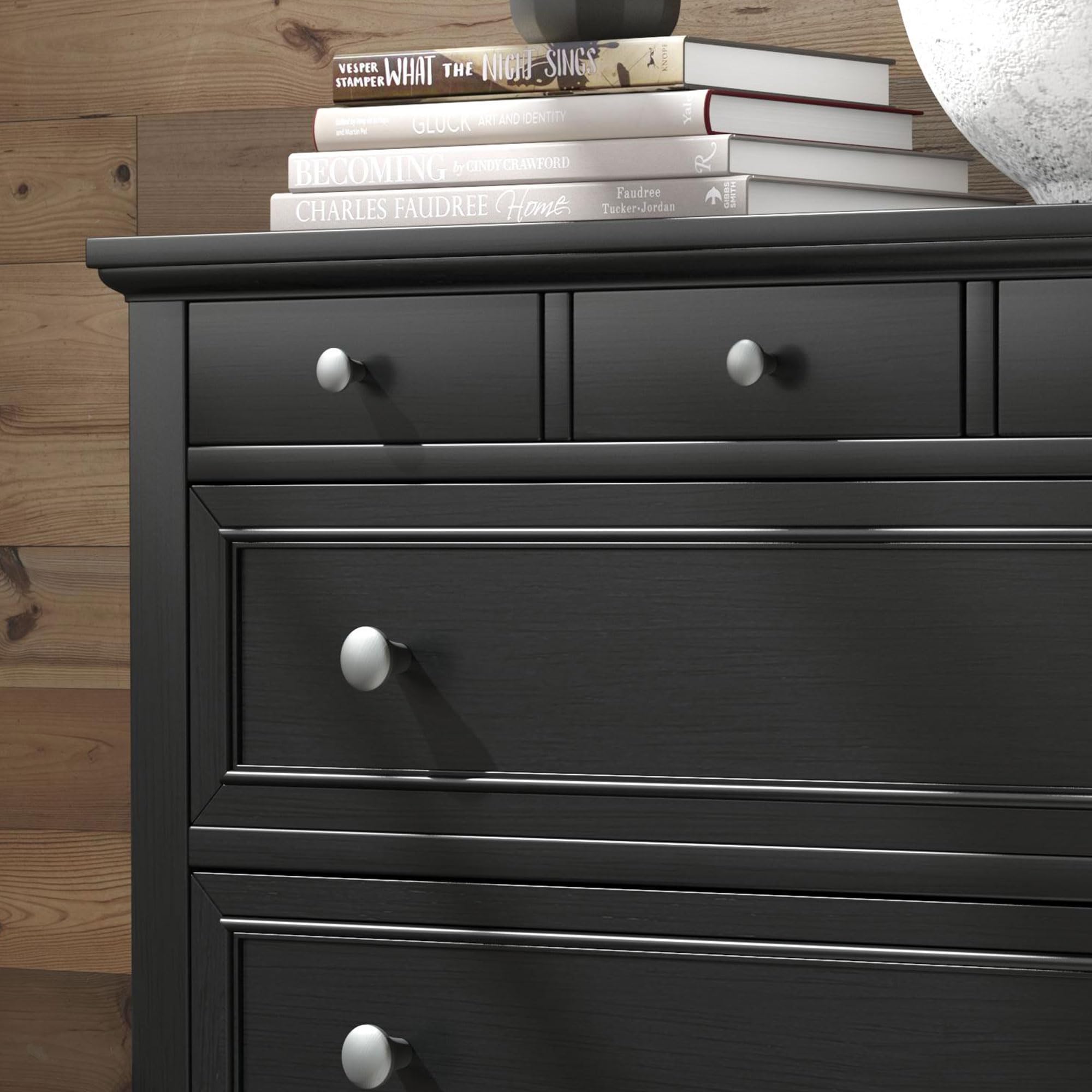 Homestyles Black Bedford Four-Drawer Chest - Stylish Storage Solution for Bedroom, Living Room or Office Organization