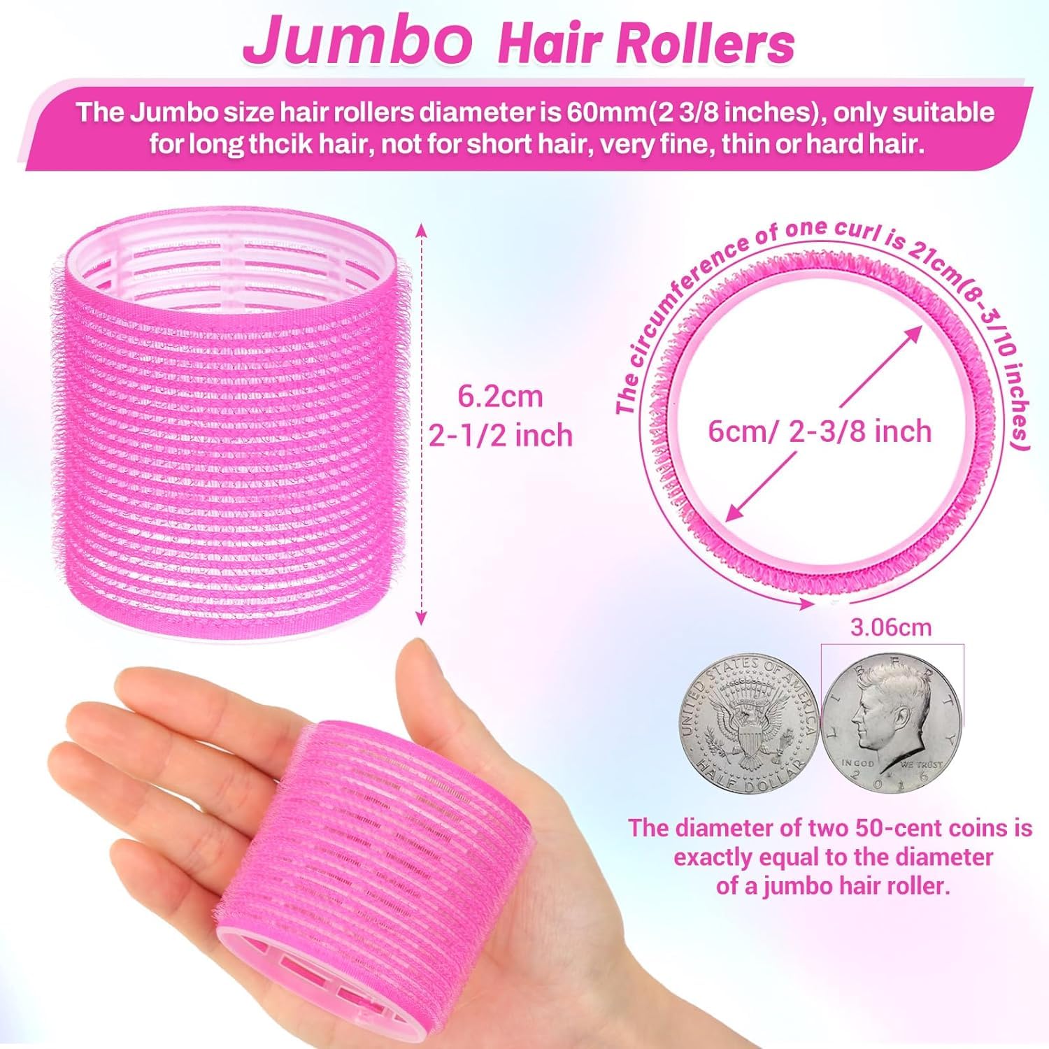 KNAFS COLLECTIONS Thermal Hair Rollers Set - 6 Self-Grip Curlers (2cm) for Short & Long Hair, Perfect for Blowouts & Salon-Style Curls at Home - Great for Parties, Weddings & Daily Styling