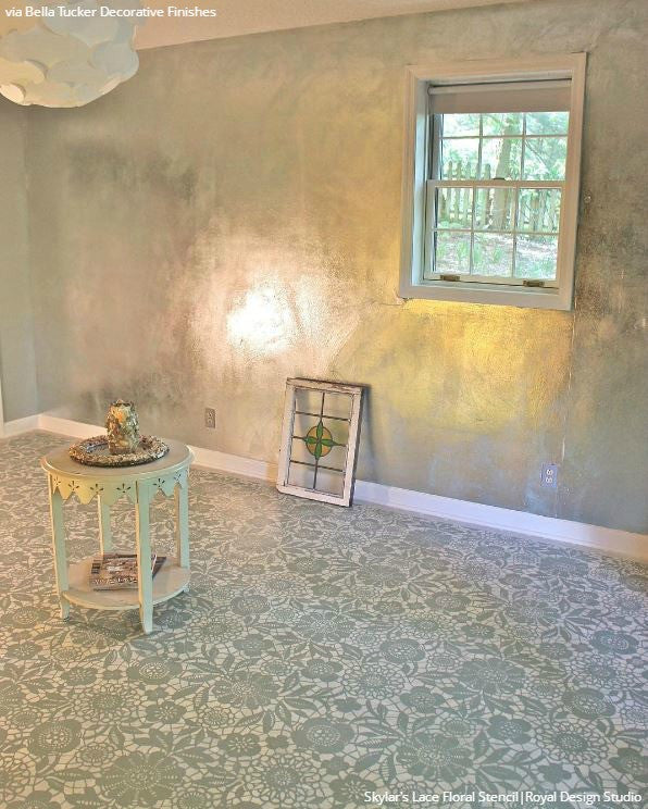 Skylar's Lace Floral Stencil - DIY Craft Stencils for Scrapbooking, Wall Art & Home Decor - Reusable Painting Template for Wood, Fabric & Canvas