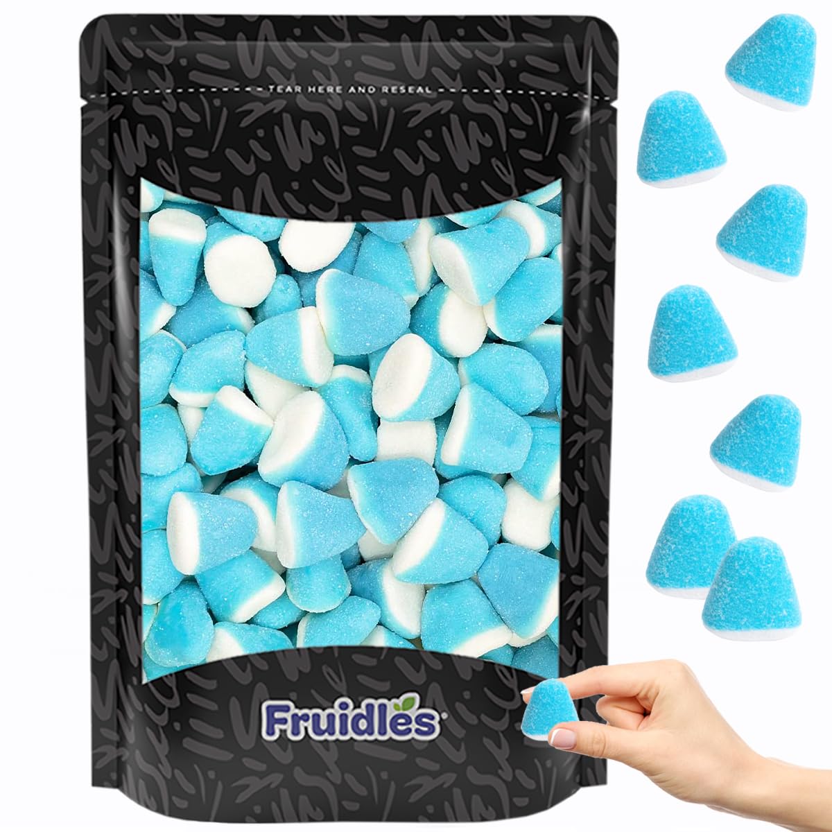 Fruidles Raspberry Gummy Drops Candy - 1lb Bag of Delicious Sugar Coated Fruit Flavored Gummies for Parties, Snacking & Gift Giving