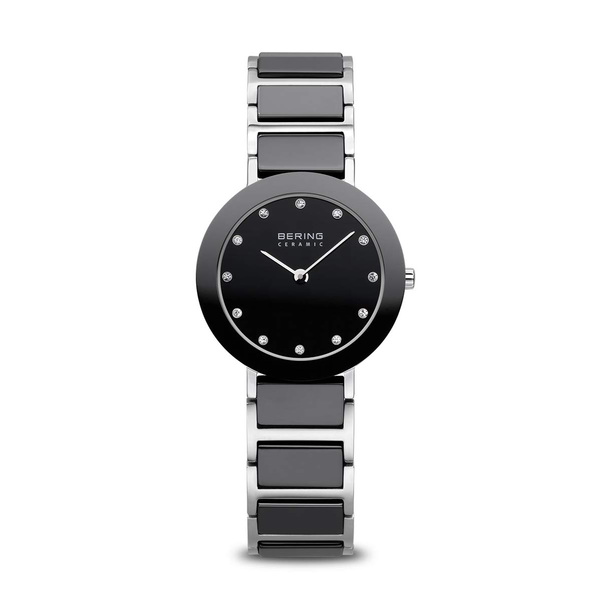 BERING Women's Ceramic Watch with Stainless Steel Strap, Sapphire Crystal - Silver Analog Quartz Timepiece for Business, Casual & Special Occasions