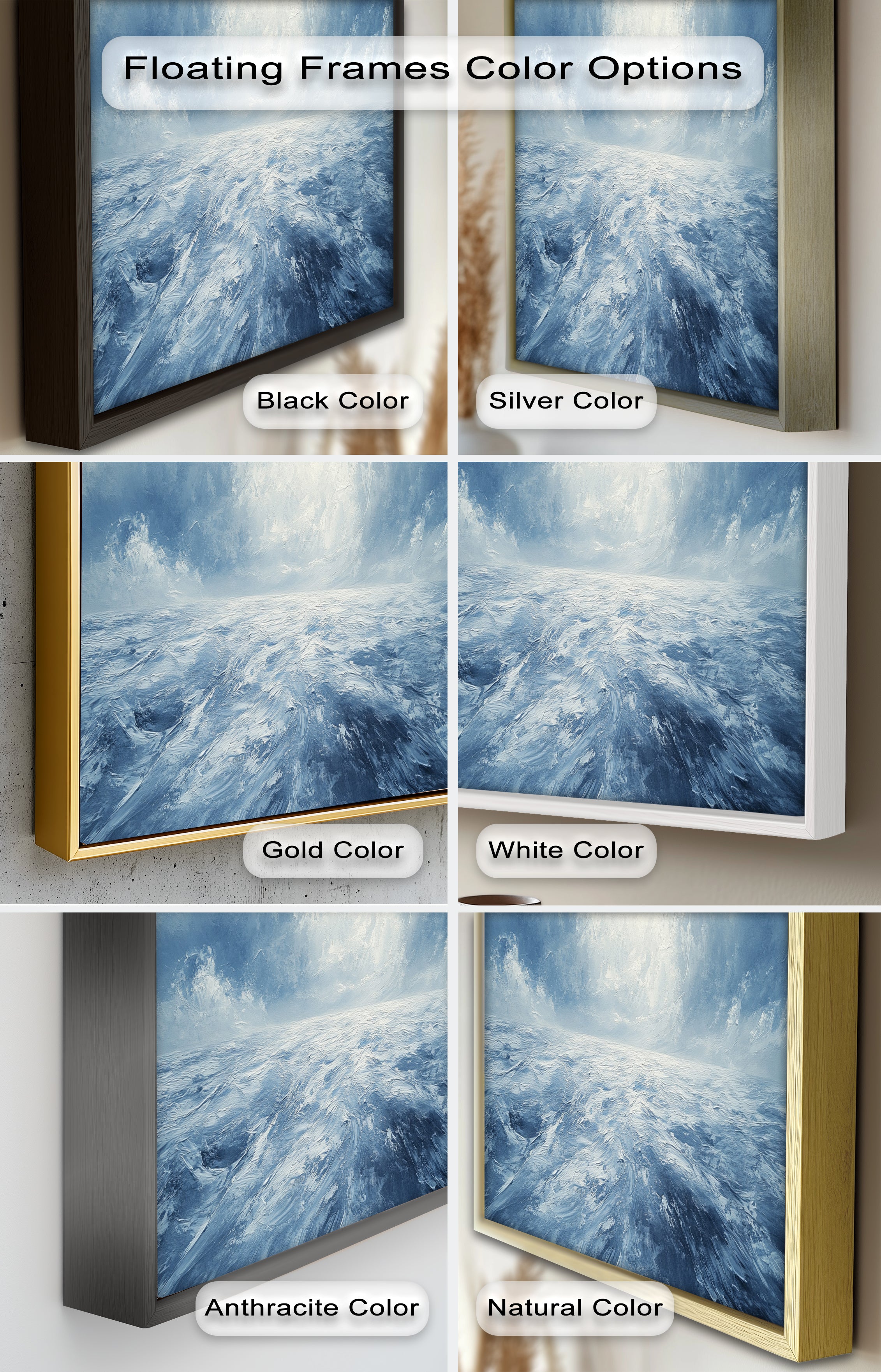 Blue Coastal Wall Art - Abstract Ocean Seascape Oil Painting for Beach House Decor | Handmade Canvas Artwork | Coastal Living Room & Bedroom Wall Decor