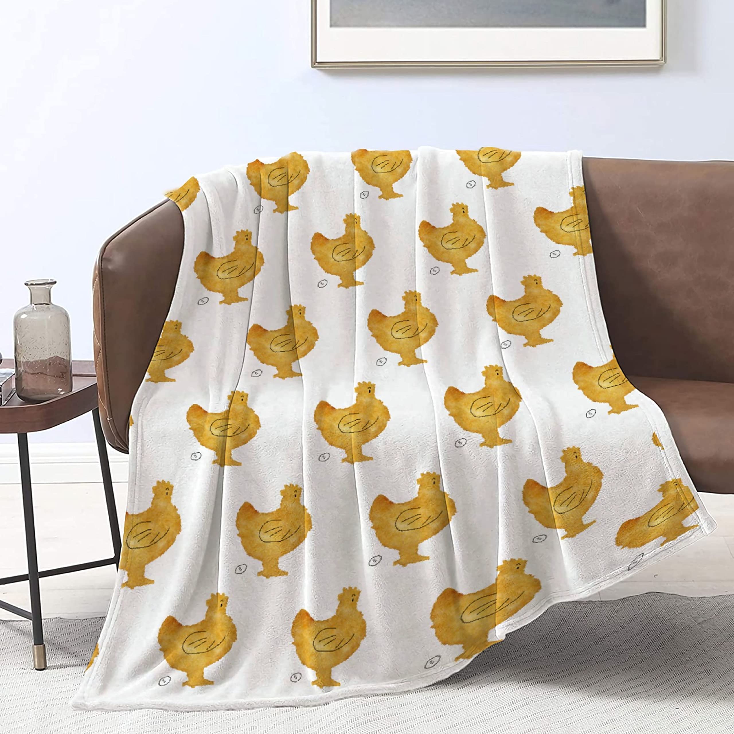 Premium Chicken Nugget White Throw Blanket - Ultra Soft Flannel Fleece Blanket for Gifts, Plush Lightweight Cozy Blanket for Couch, Sofa & Bed - All Season XL 120x90 inches - Perfect for Family Movie Nights, Camping & Home Decor