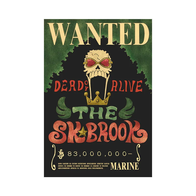 One Piece Bounty Wanted Sticker Posters - Anime Wall Decor for Bedroom, Office & Game Room - Perfect for Fans & Collectors