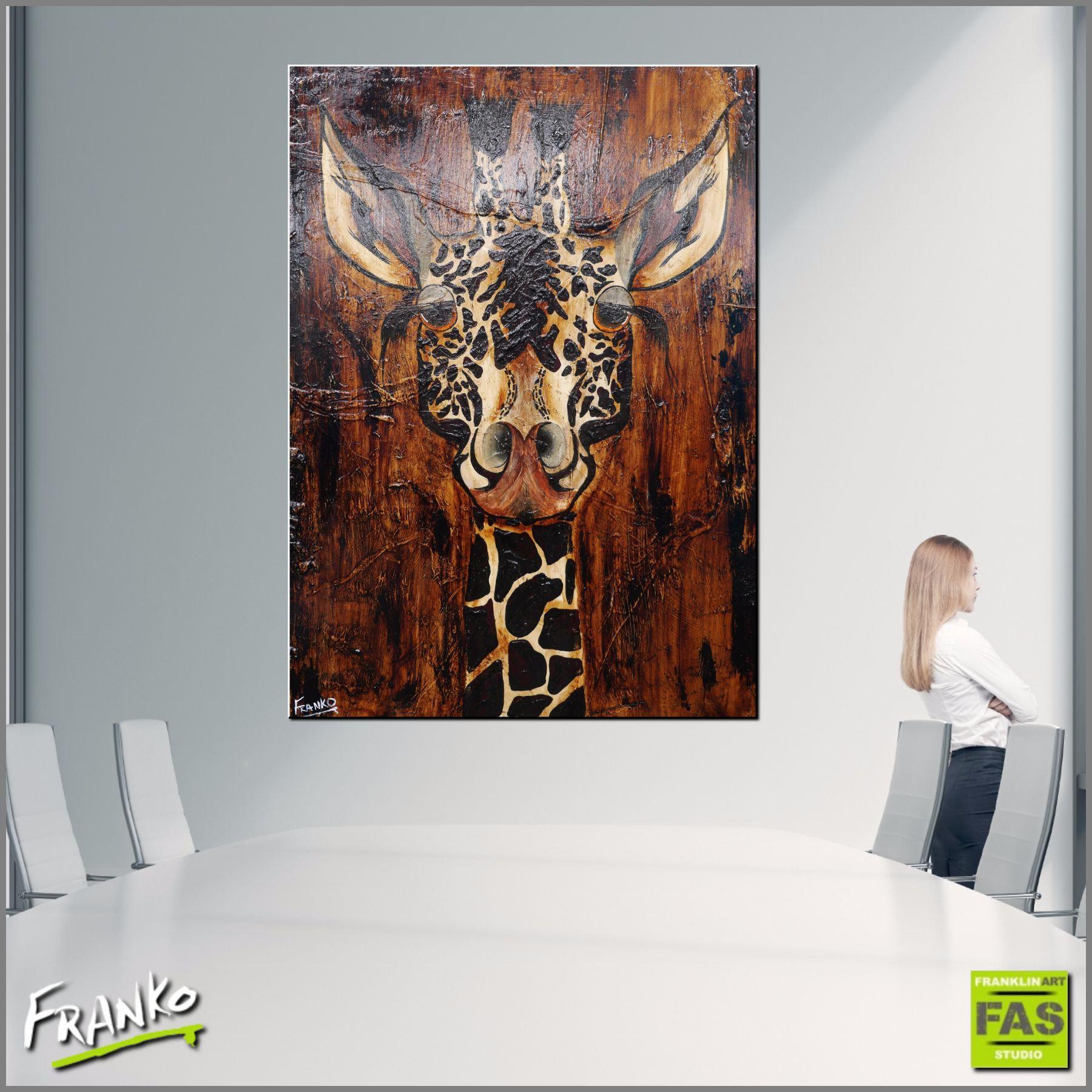 Abstract Realism Giraffe Wall Art - Handmade Canvas Painting for Home & Office Decor - Perfect for Living Room, Bedroom or Gift Giving