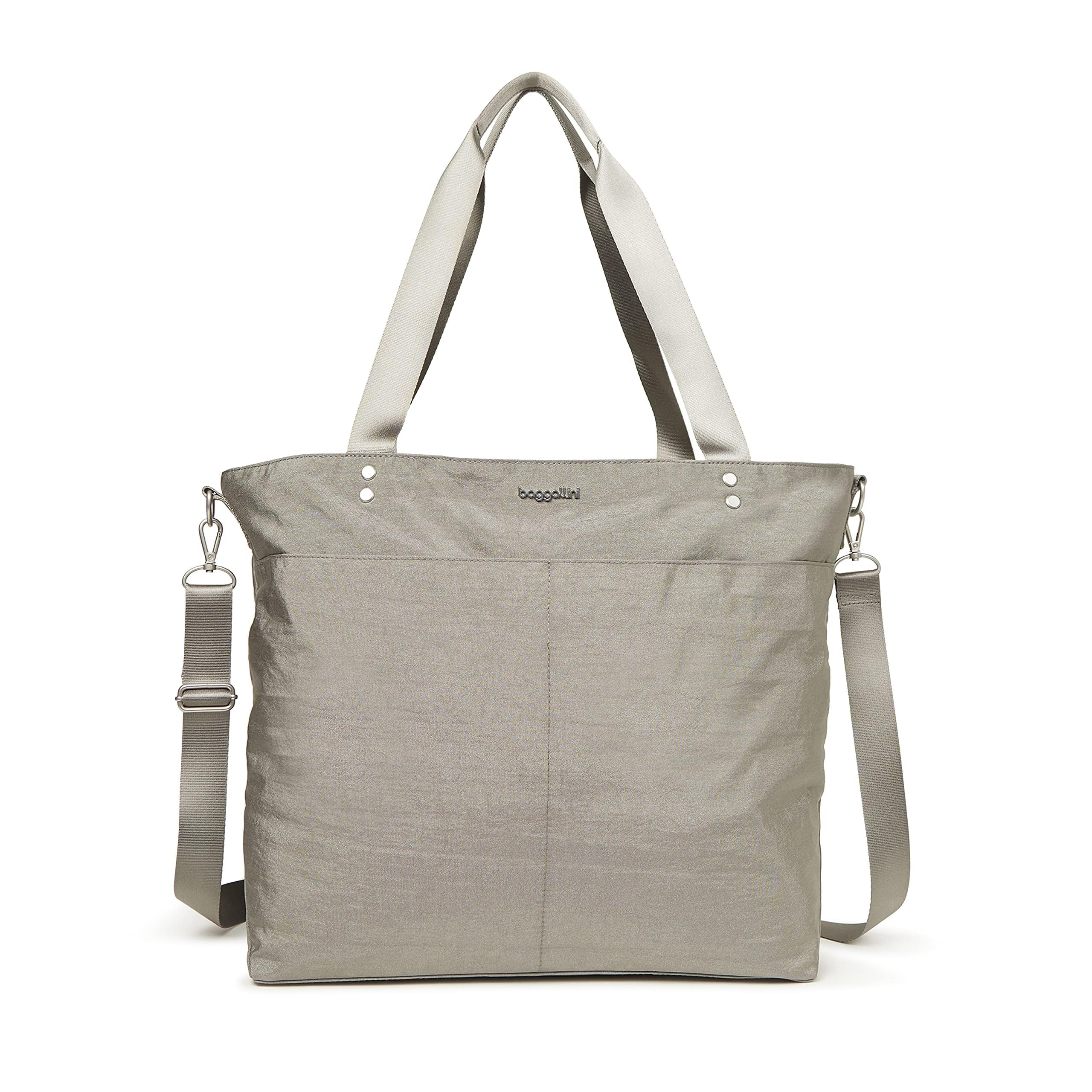Stylish Large Lightweight Nylon Tote Bag for Women - Spacious Carryall with Zipper Top, Luggage Sleeve - Perfect for Travel, Beach, Work & Weekend Getaways