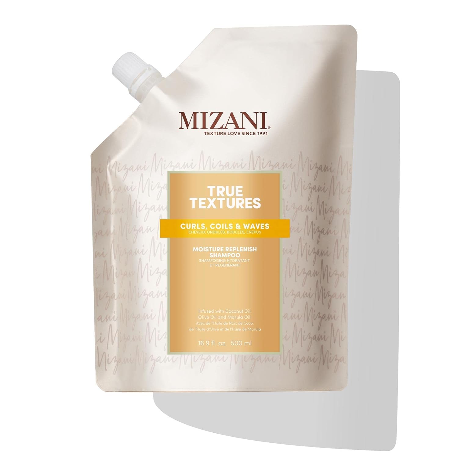 Mizani True Textures Moisture Replenish Shampoo for Curly Hair - Sulfate & Paraben Free with Coconut Oil - Smooths & Hydrates Dry Hair - Perfect for Daily Wash & Curl Definition
