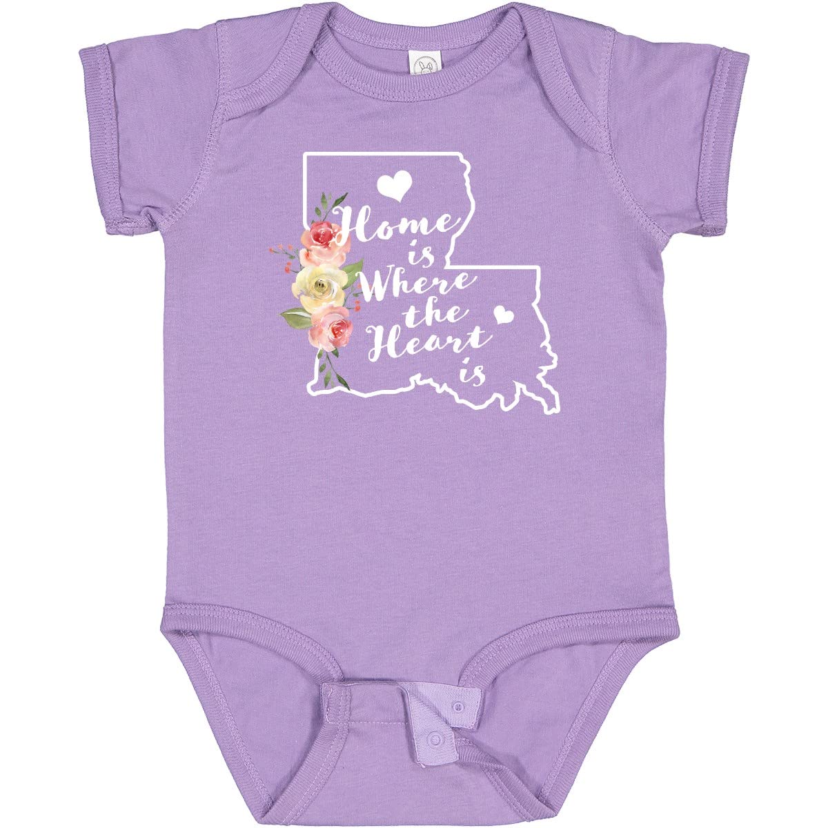 Inktastic Louisiana Home is Where The Heart is Watercolor Baby Bodysuit - Soft Cotton Infant Onesie for Newborns, Boys & Girls - Perfect for Family Photos, Holidays & Everyday Wear