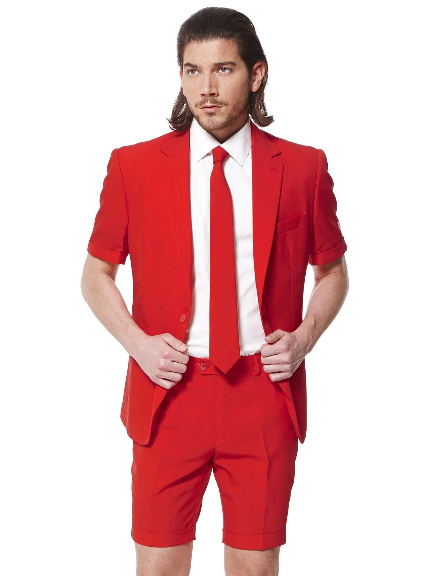 Opposuits Men's Summer Suit Outfit - Slim Fit Short Sleeve Blazer with Matching Shorts & Tie | Lightweight Business Casual Attire for Beach Weddings, Pool Parties & Summer Events