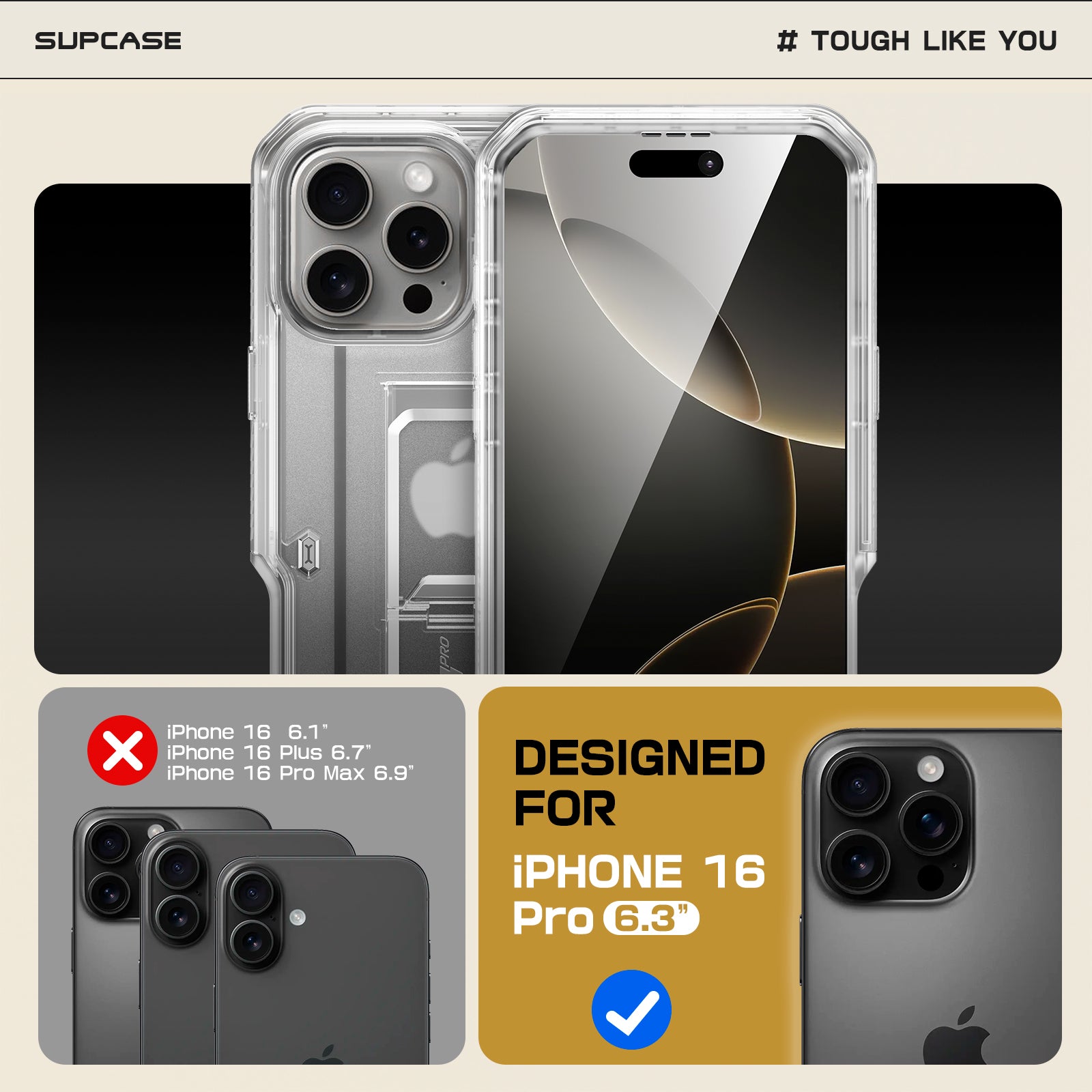 iPhone 16 Pro Case 6.3 Inch | Unicorn Beetle Pro Series Clear Rugged Protective Cover | Shockproof, Military-Grade Drop Protection | Perfect for Outdoor Adventures, Travel & Daily Use