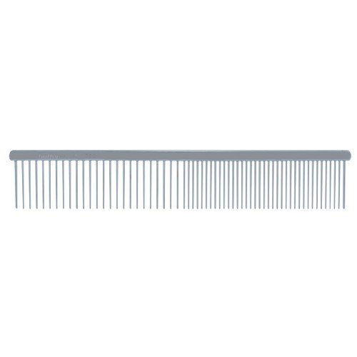 Chris Christensen 000 7.5 Inch Greyhound Style Dog Grooming Comb - Fine/Coarse Teeth for Professional Grooming - Solid Brass Spin with Steel Teeth & Chrome Finish - Rounded Corners Prevent Friction & Breakage - Perfect for Show Dogs, Long-Haired Breeds & Daily Pet Grooming