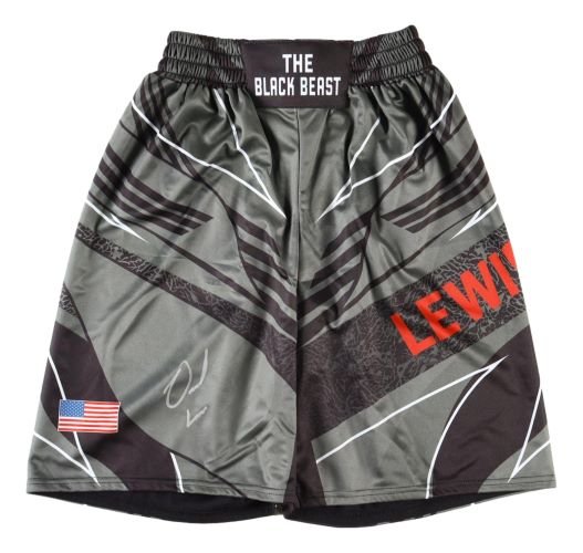 Derrick Lewis Autographed Gray MMA Fight Shorts - Official UFC Collectible - Perfect for Fans, Memorabilia Collectors & Sports Enthusiasts - Great for Display, Gifts & Home Decor
