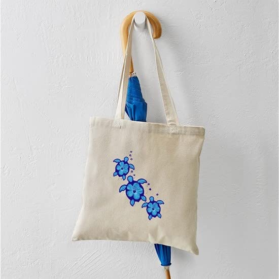 Blue Hibiscus Honu Turtles Canvas Tote Bag - Eco-Friendly Reusable Shopping Bag for Beach, Grocery & Daily Use | CafePress