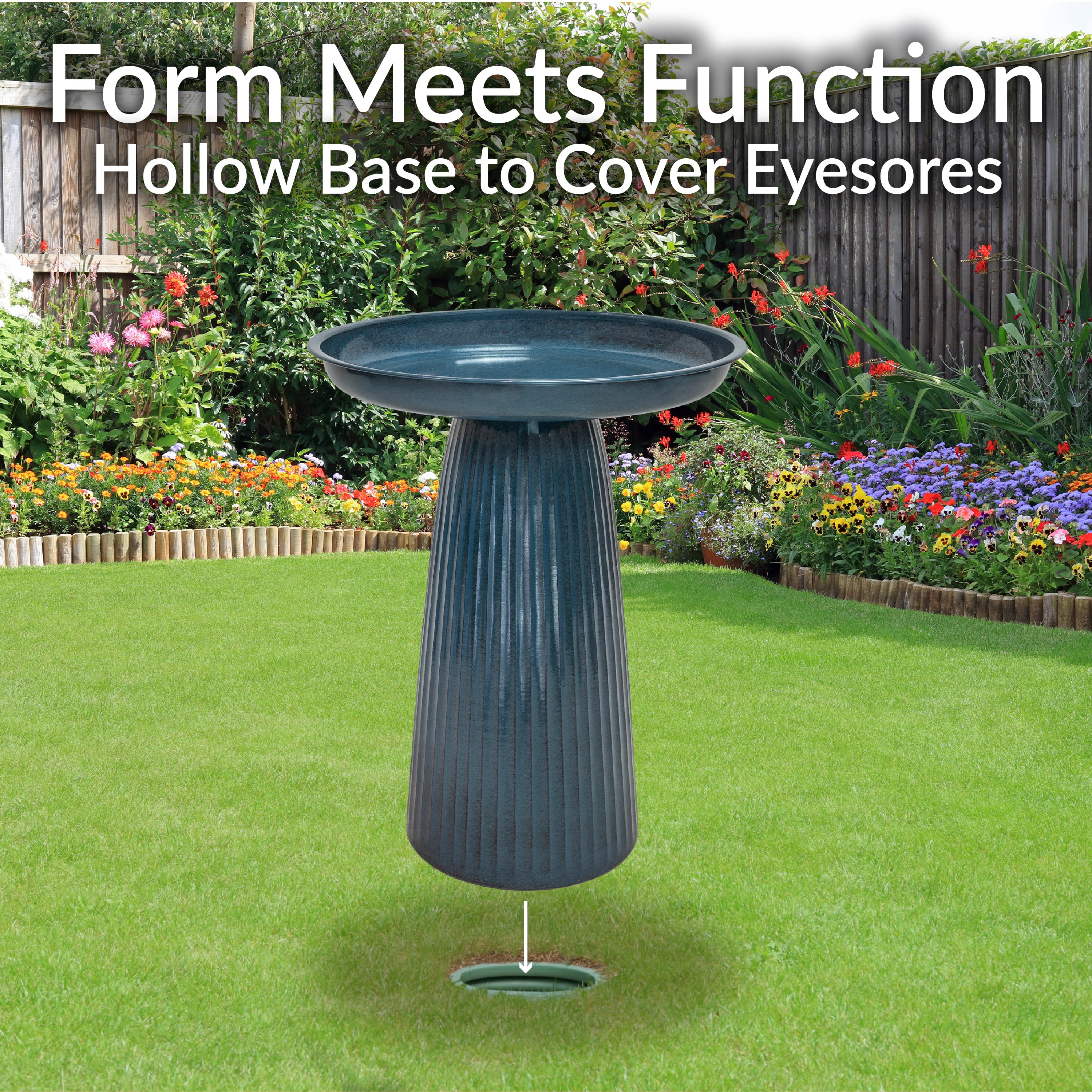 Sunnydaze Gleeful Garden Metal Outdoor Bird Bath - UV Resistant Finish for Year-Round Use - Perfect for Backyard, Garden, and Patio Decor