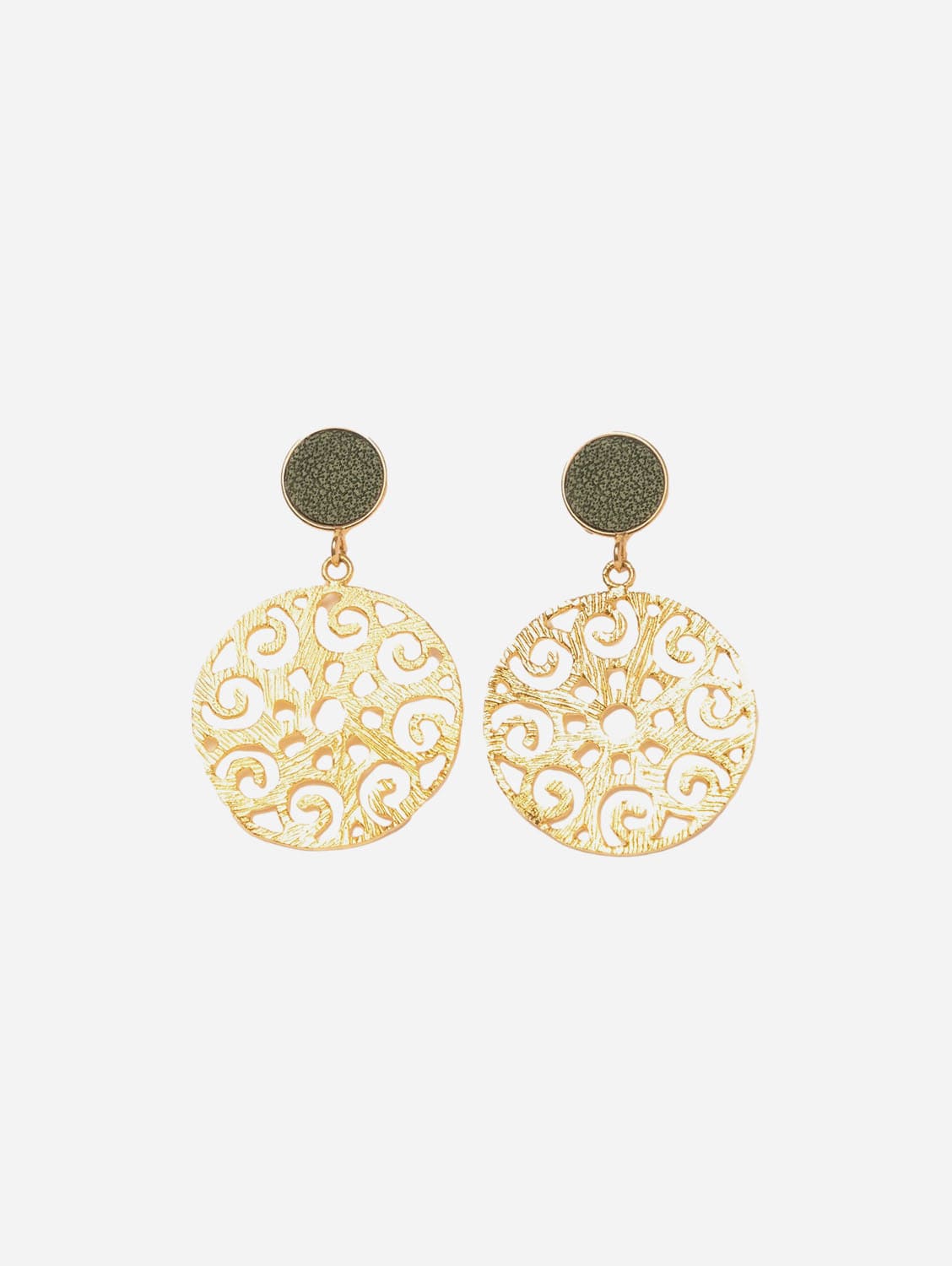 24ct Gold Plated Stud Earrings for Women - Dark Green Gemstone with Gold Finish | Elegant Jewelry Gift for Birthday, Anniversary & Special Occasions