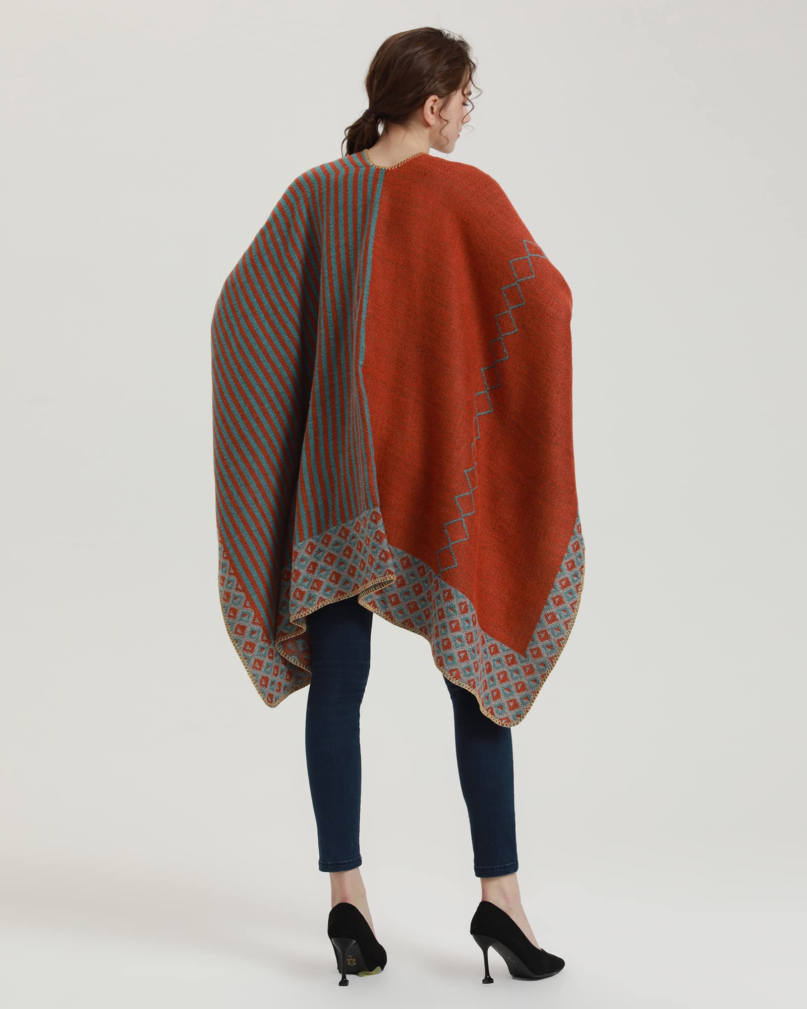 Lacavocor Women's Winter Shawl Wrap Cape - Cozy Open Front Poncho Cardigan Sweater for Cold Weather | Perfect for Office, Travel & Outdoor Activities