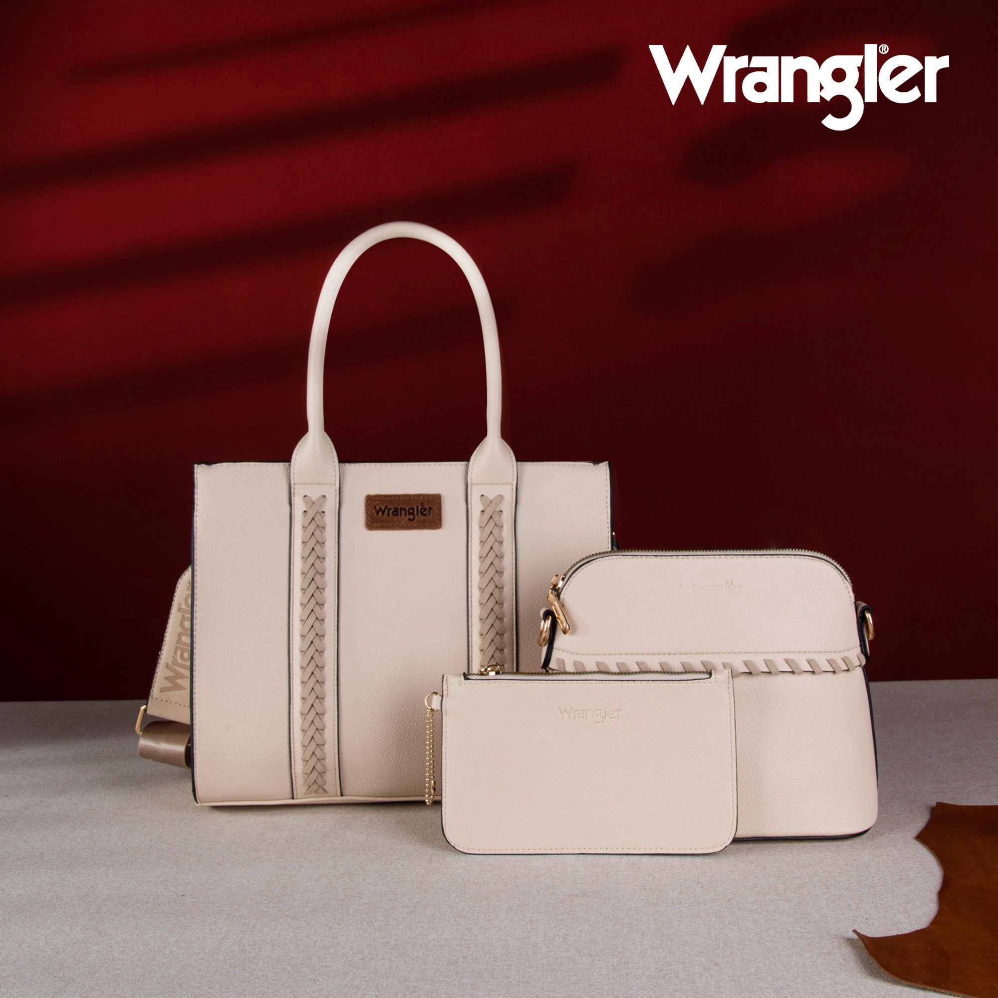 Wrangler 3-Piece Women's Purse Set - Tote Bag & Crossbody Handbag with Adjustable Strap | Perfect for Work, Travel, and Everyday Use