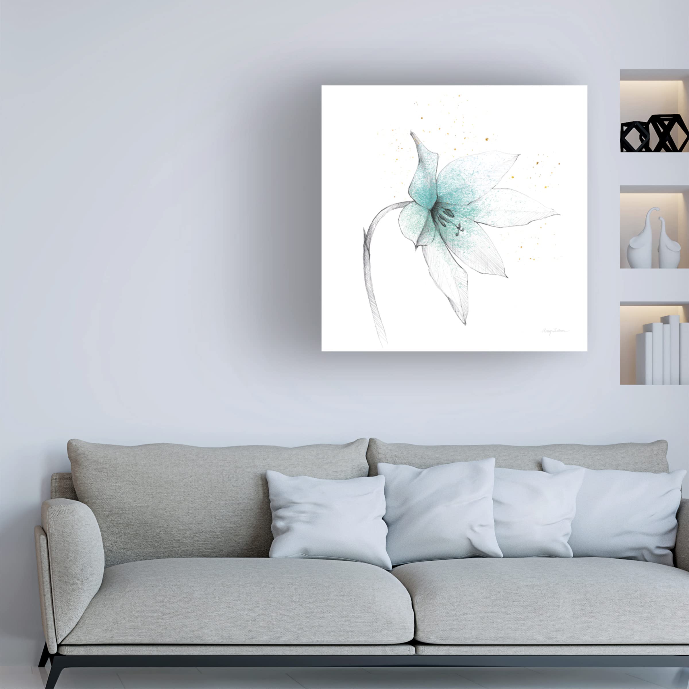Trademark Fine Art 'Teal Graphite Flower VIII' Canvas Wall Art by Avery Tillmon - Modern Home Decor for Living Room, Bedroom & Office