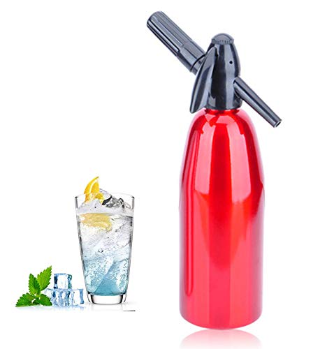 Portable Soda Maker Machine - Carbonated Water Bottle for Homemade Sparkling Drinks, Seltzer & Fizzy Beverages | Perfect for Home, Office, Parties & Outdoor Activities (Red)
