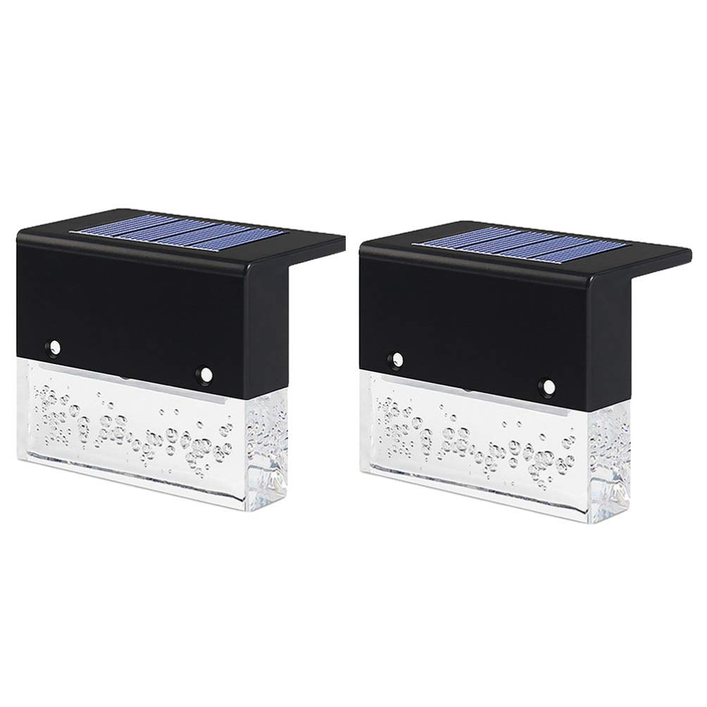BESPORTBLE 2 Pack Solar Deck Lights - Waterproof Outdoor LED Step Lights for Fence, Railing, Marine Dock, Stairs & Driveways | Solar Powered Landscape Lighting for Patio, Garden & Pathway Illumination