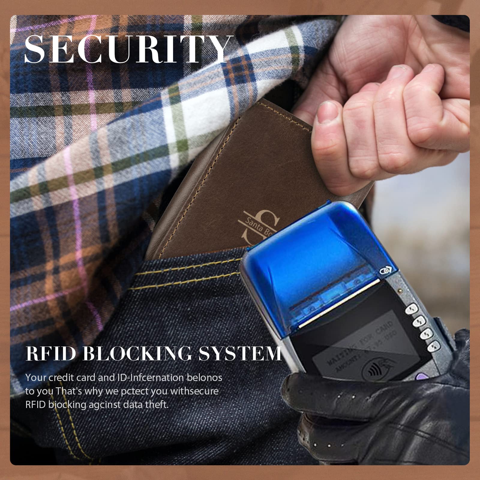 Personalized Leather RFID Blocking Bifold Wallet for Men - Custom Name Text, Large Capacity Credit Card Holder, Anti-Theft Zipper Wallet, Vintage Cowboy Style - Perfect Father's Day Gift & Everyday Carry Essential