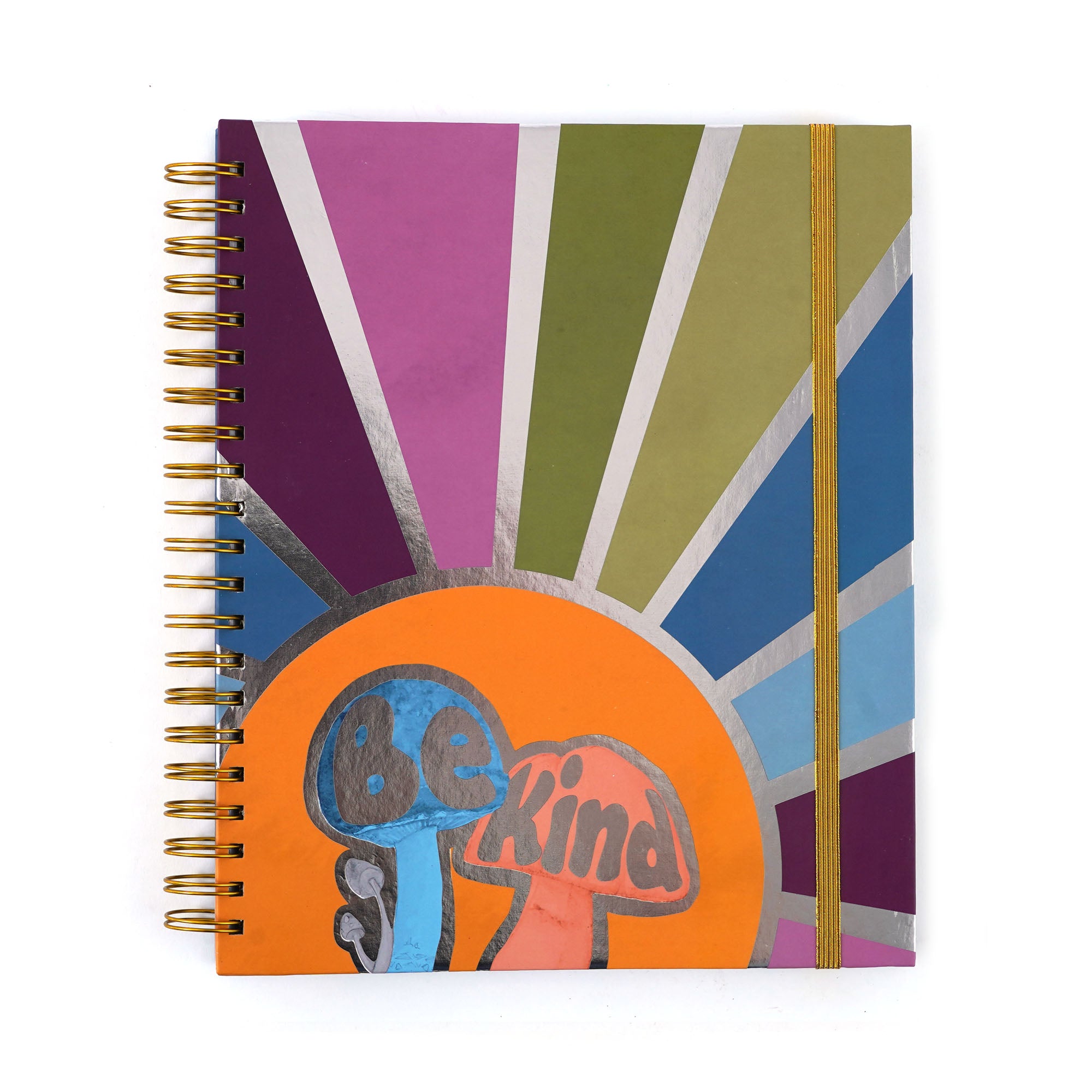 140 Sheets/280 Pages Spiral Bound Hot Stamp Notebook - Be Kind Mushroom Design, 11.25