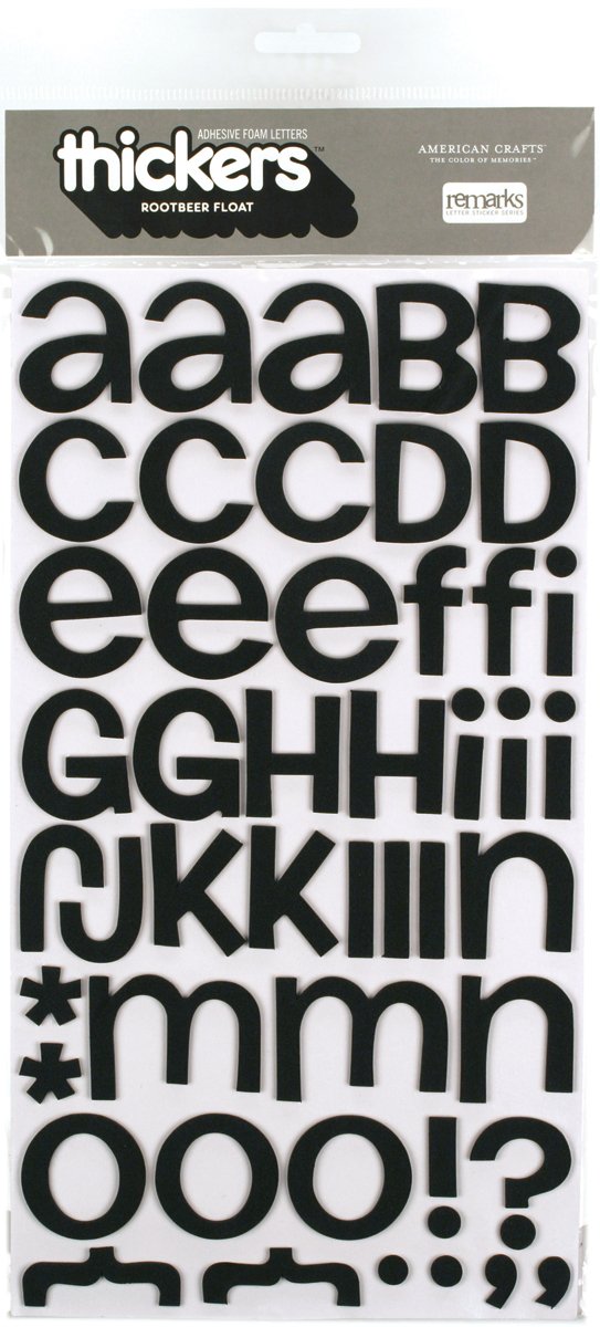American Crafts 42731 Thickers Foam Letter Stickers - Rootbeer Float Black Alphabet Stickers for Scrapbooking, DIY Cards, Journals & Home Decor