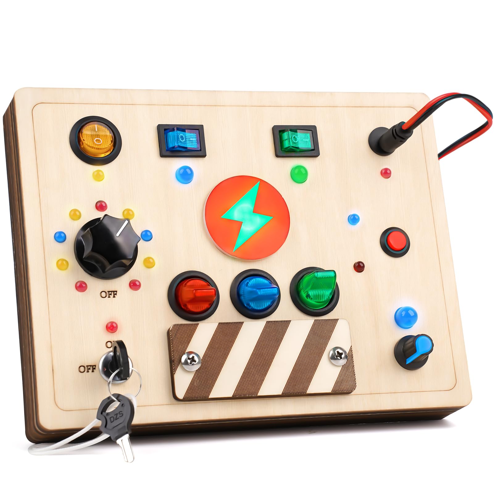 Montessori Busy Board Sensory Toys for Toddlers - LED Light Up Switch, Educational Learning Fidget Travel Toys for Boys & Girls - Perfect for Airplane, Car Rides & Home Playtime