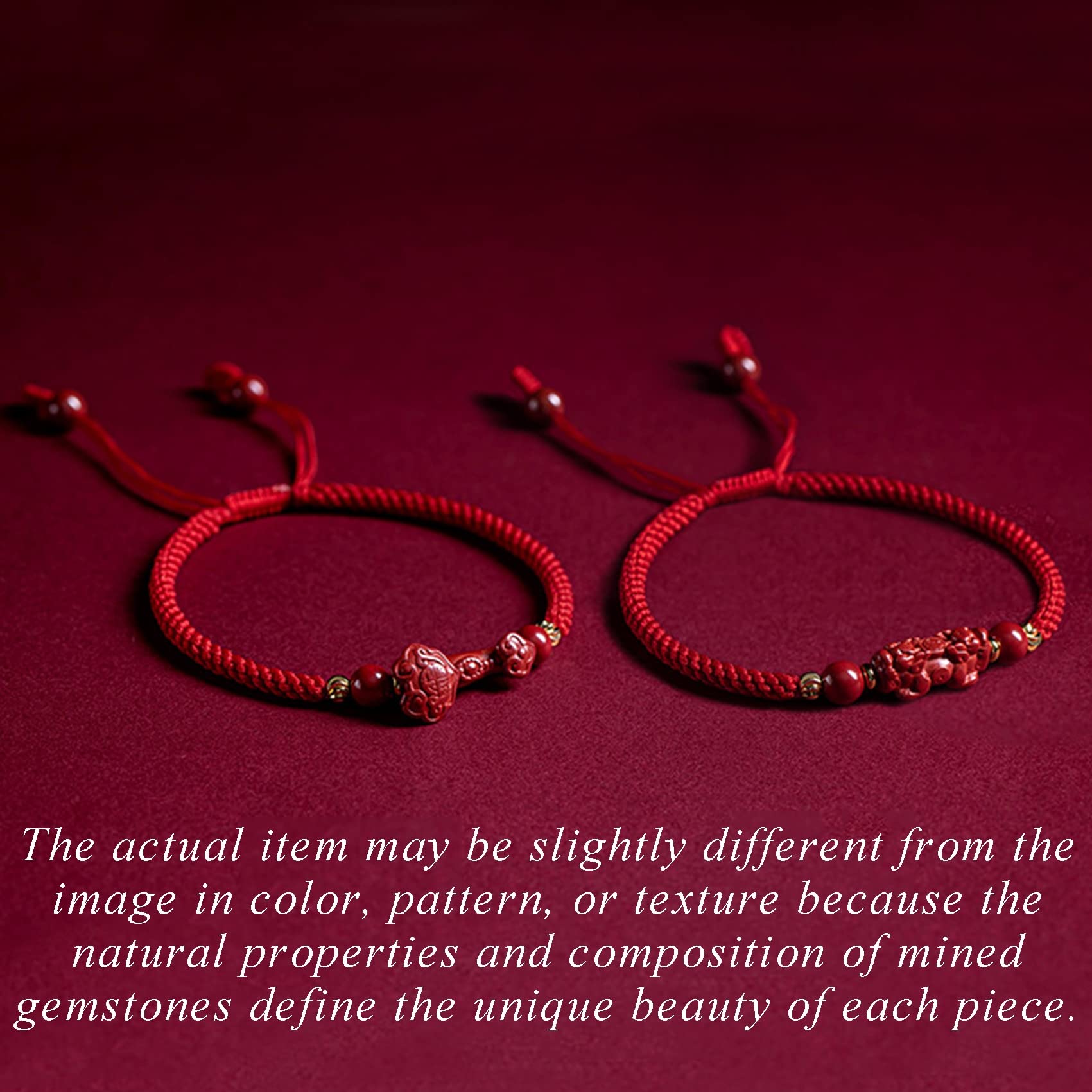 Natural Cinnabar Quartz Bracelet with Pixiu Charm - Feng Shui Adjustable Red String Bracelet for Women & Men - Reiki Chakra Healing Gemstone for Luck & Protection - Perfect for Meditation, Gifts & Spiritual Energy Balancing