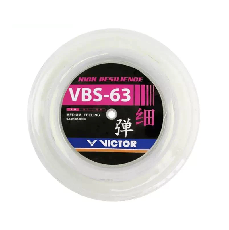 Victor VBS 63 Badminton String Reel (White) - High Performance Badminton String for Durability & Control - Perfect for Tournament Play & Training