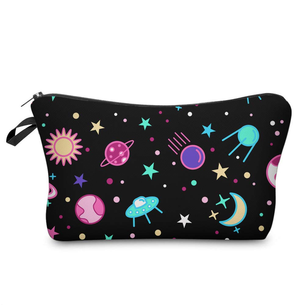 ASCHAR Adorable Waterproof Cosmetic Bag for Women - Roomy Travel Makeup Organizer, Toiletry Pouch, Cute Gift Idea (Galaxy 51469) | Perfect for Travel, Gym, Daily Use & Beauty Storage