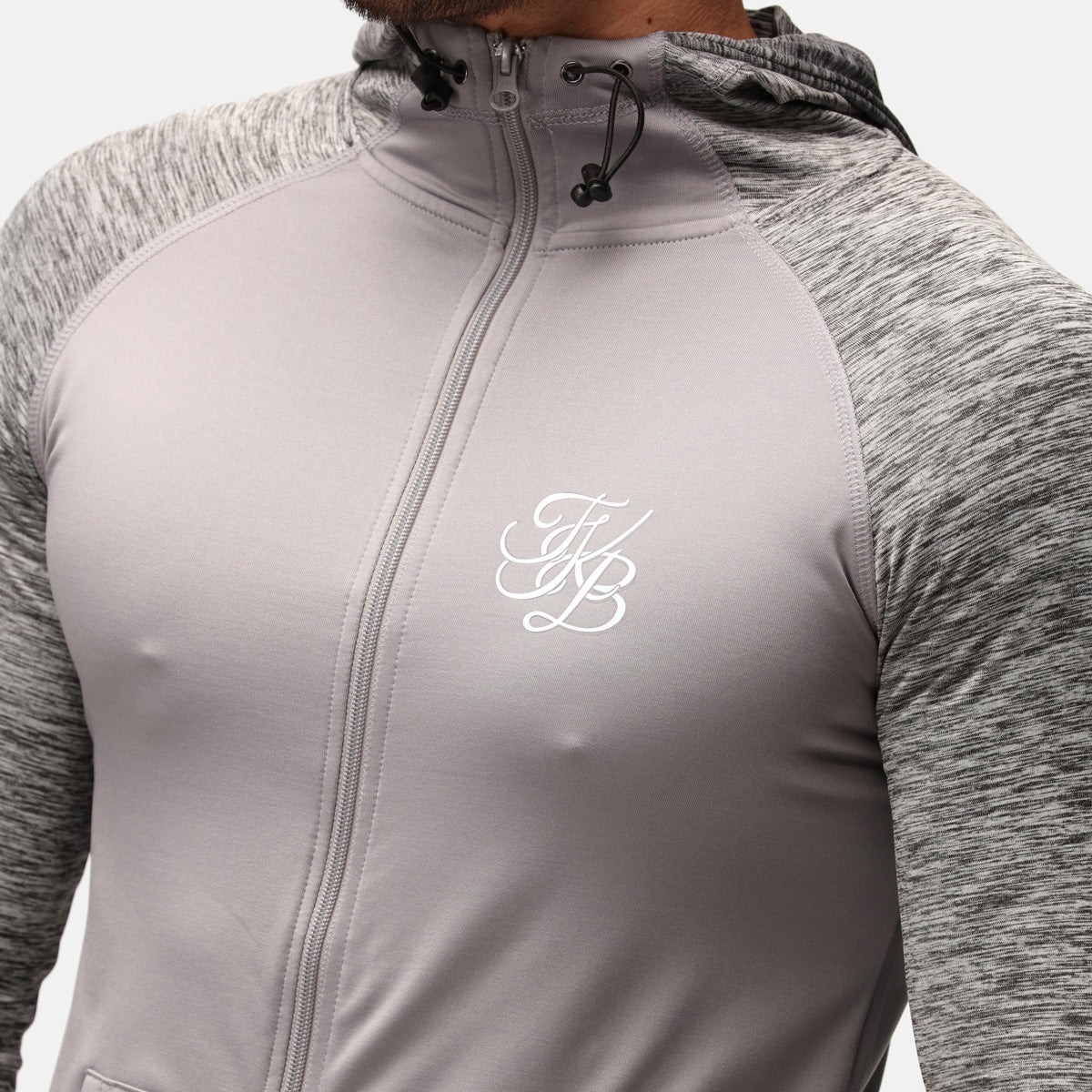 TKB Men's Grey Melange Zip-Up Hoodie - Stylish & Comfortable Casual Wear for Everyday Outings & Gym
