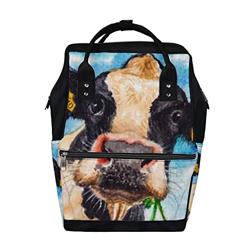 Waterproof Diaper Bag Backpack for Moms - Large Capacity Baby Changing Bag with Cow Farm Animal Print, Multifunctional Travel Backpack for Women & Men | Perfect for Daycare, Travel & Outings
