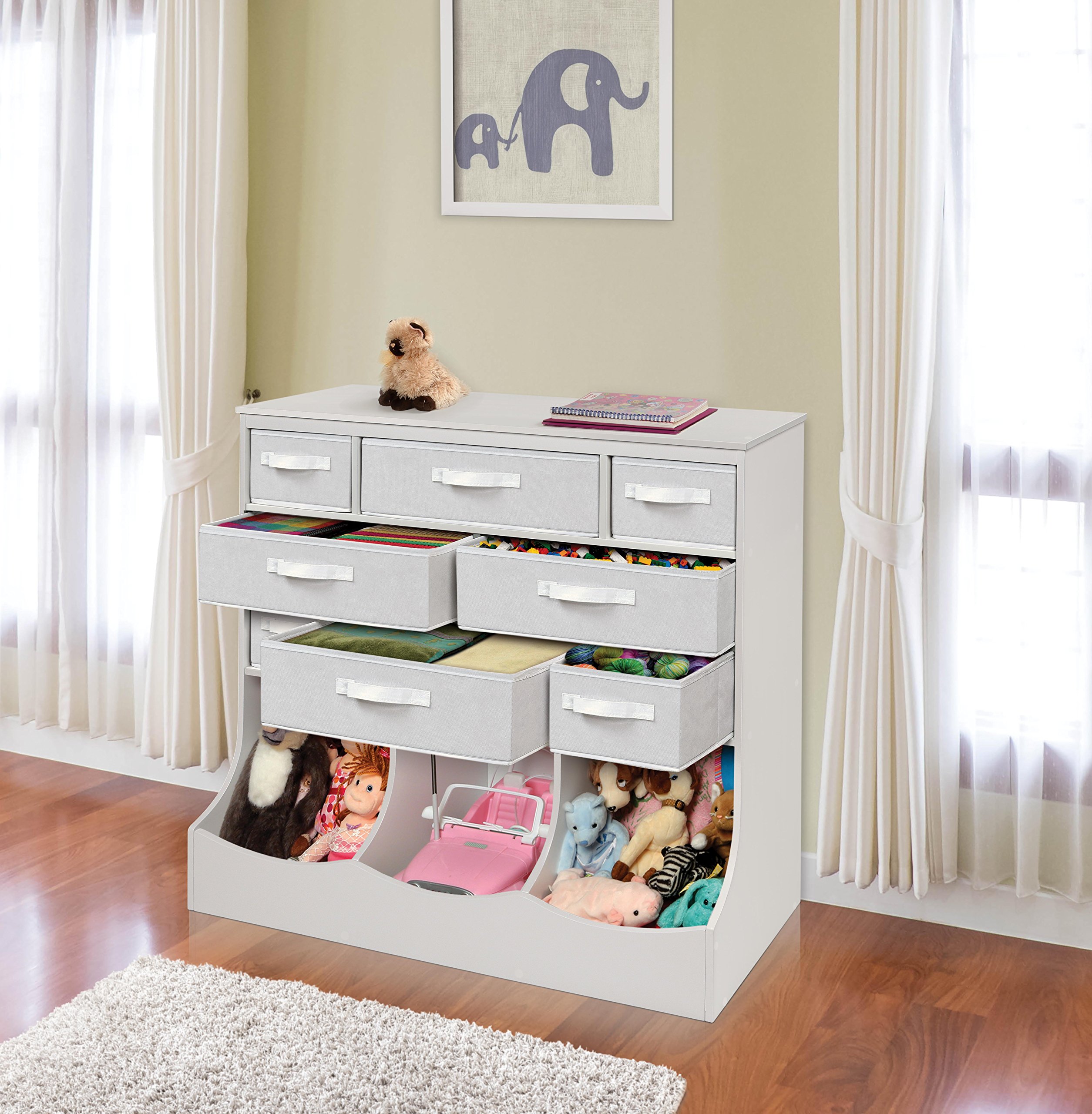 Badger Basket Storage Station with 8 Bins & 3 Baskets - Versatile Organizer for Toys, Crafts, Clothes & Home Organization - Perfect for Kids Room, Playroom & Nursery Storage Solutions