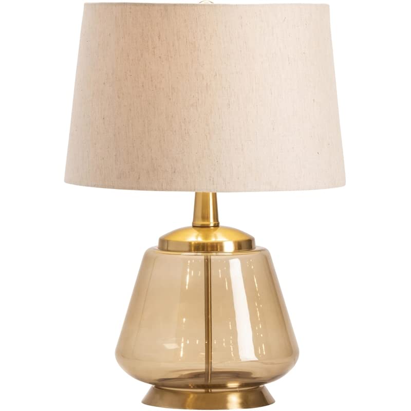 Hammond Table Lamp with Glass Shade and Gold Finish - Modern Home & Office Lighting for Living Room, Bedroom, or Study