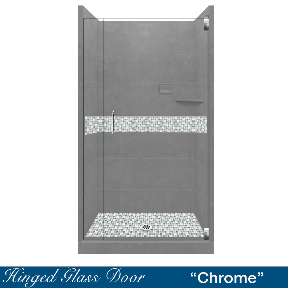 Alcove Wet Cement Sistine Stone & Del Mar Mosaic Accent Tile - DIY Shower Remodel Kit for Bathroom Renovation | Waterproof Backsplash & Flooring Solution