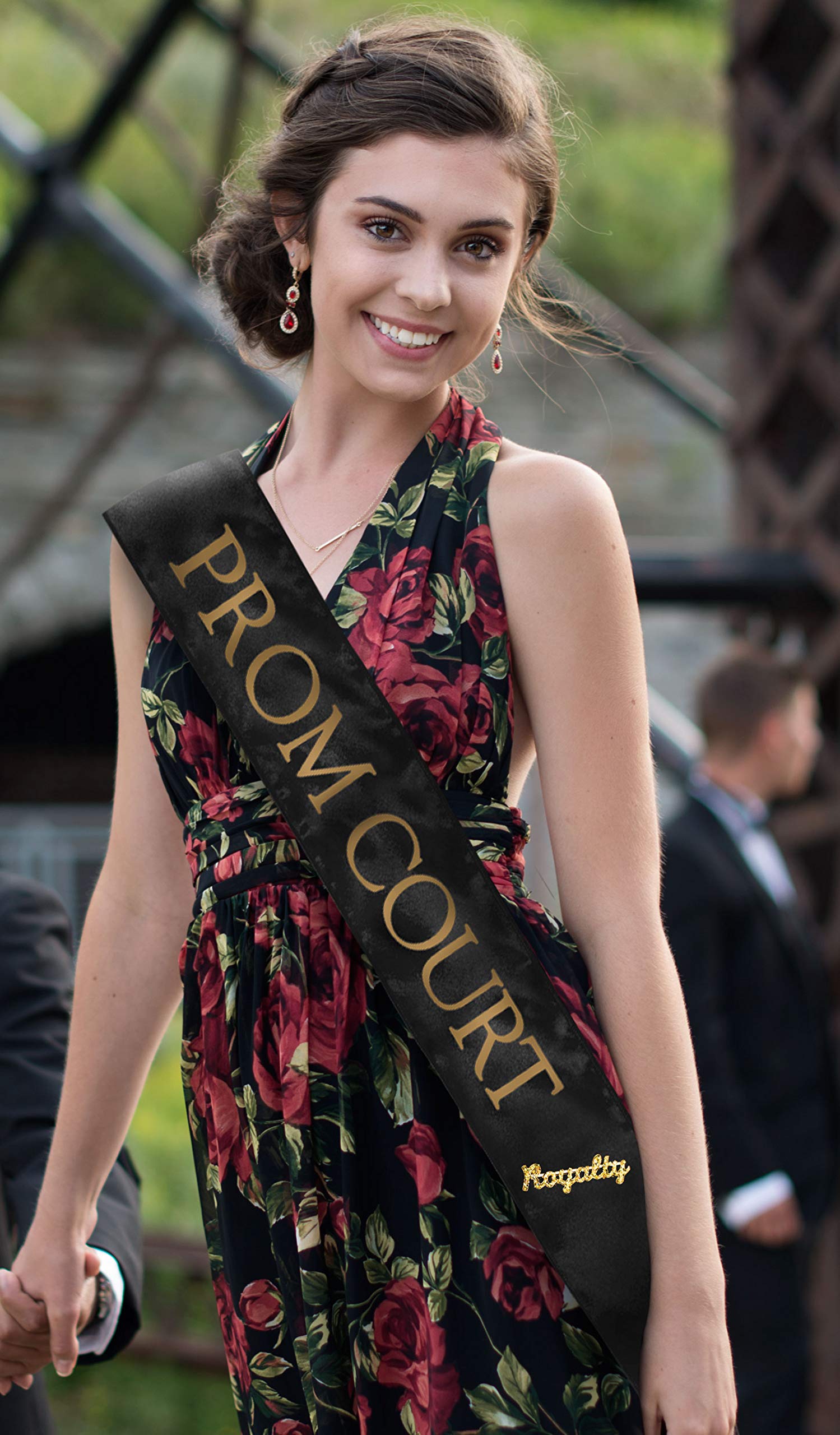 Prom Sash Set - 2 Elegant Sashes & 2 Sparkling Royalty Pins for Homecoming, Prom, Pageants & Special Events - Perfect for Graduation, Dance & Formal Occasions