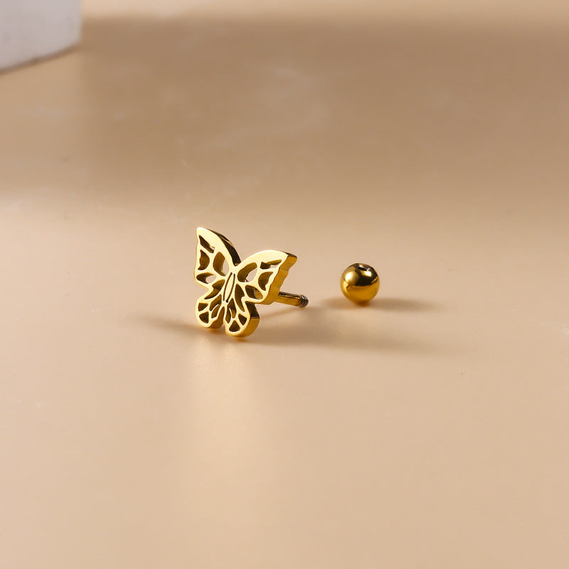 20G Surgical Steel Cartilage Earrings - Butterfly Ball Back Barbell Earrings for Tragus, Helix & Piercings | Hypoallergenic Body Jewelry for Women & Men | Perfect for Daily Wear & Special Occasions