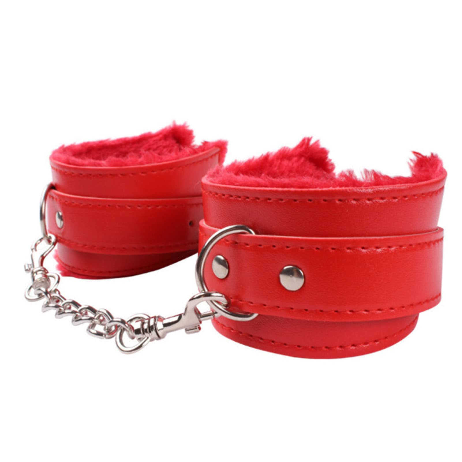 Sarkoyar Unisex Fluffy Plush Lined Faux Leather Bracelet with Metal Chain - Warm Wristband for Women & Men | Perfect for Cosplay, Winter Fashion & Gift Giving