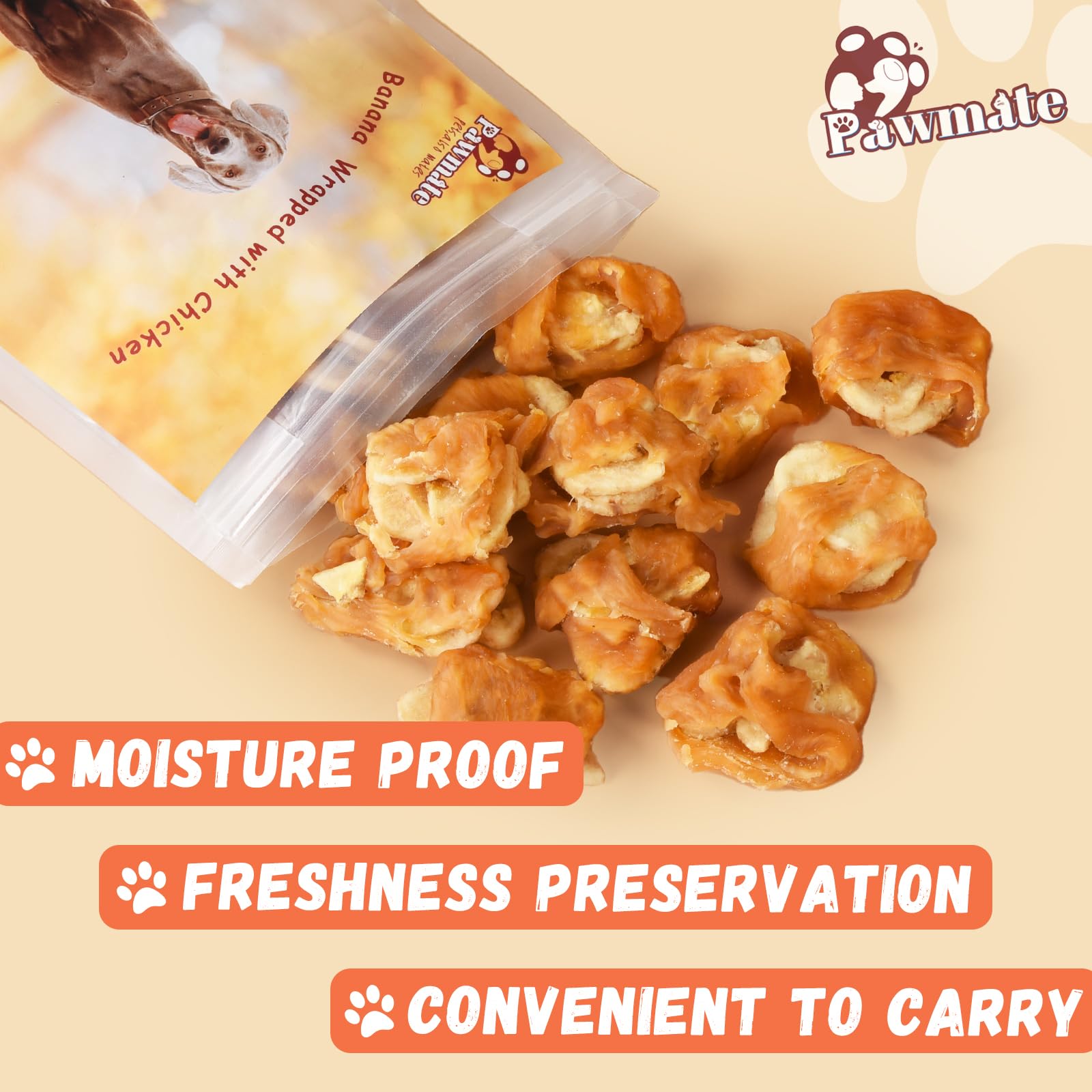 Healthy Chicken Wrapped Banana Slices Dog Treats - Low Fat, Rawhide-Free Soft Chews with Taurine for Small Dogs | Perfect Training Snacks & Reward Treats for Puppies and Adult Dogs