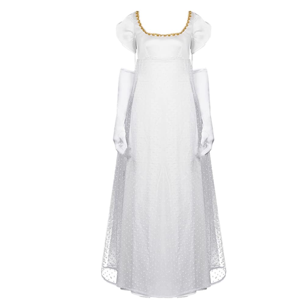 Elegant Daphne Bridgerton White Cosplay Dress - Regency Era Costume for Halloween, Carnival & Themed Parties | Perfect for Bridgerton Fans, Historical Reenactments & Cosplay Events