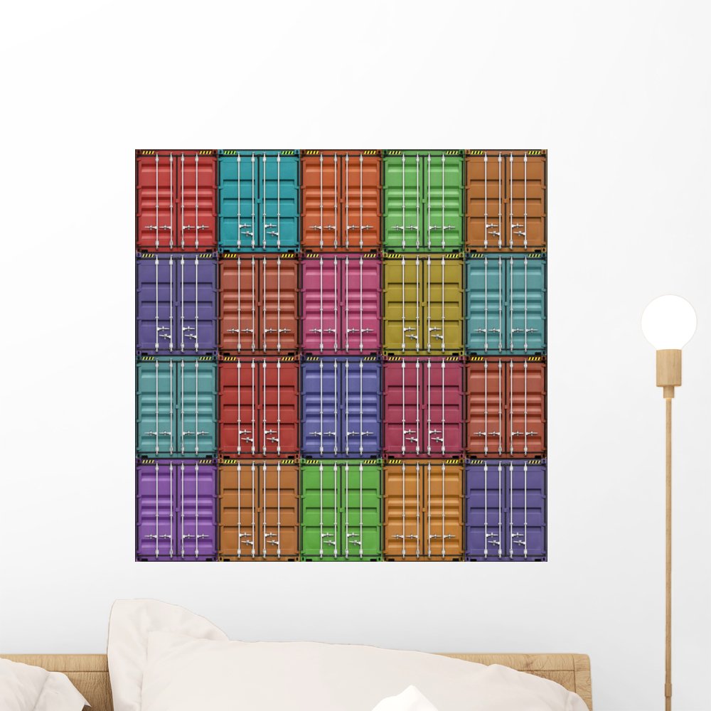 Freight Containers Wall Decal - Peel and Stick Removable Graphic Art (18x18 Inches) - Perfect for Home, Office & Dorm Room Decor