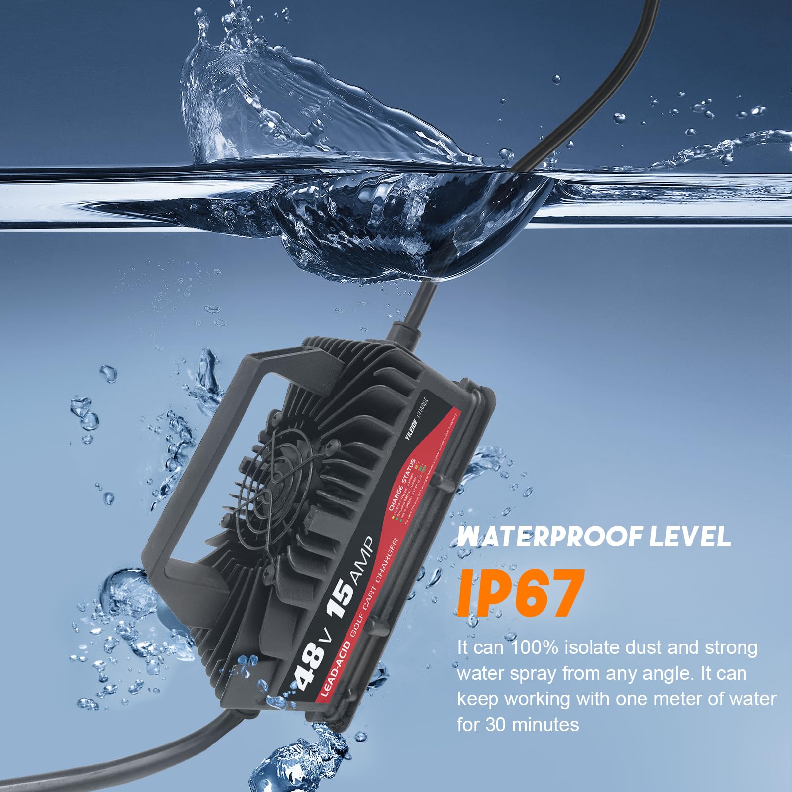 48V Golf Cart Battery Charger 15AMP for EZGO RXV & TXT - Fast Charging, Waterproof Design - Perfect for Golf Courses, Resorts & Residential Communities
