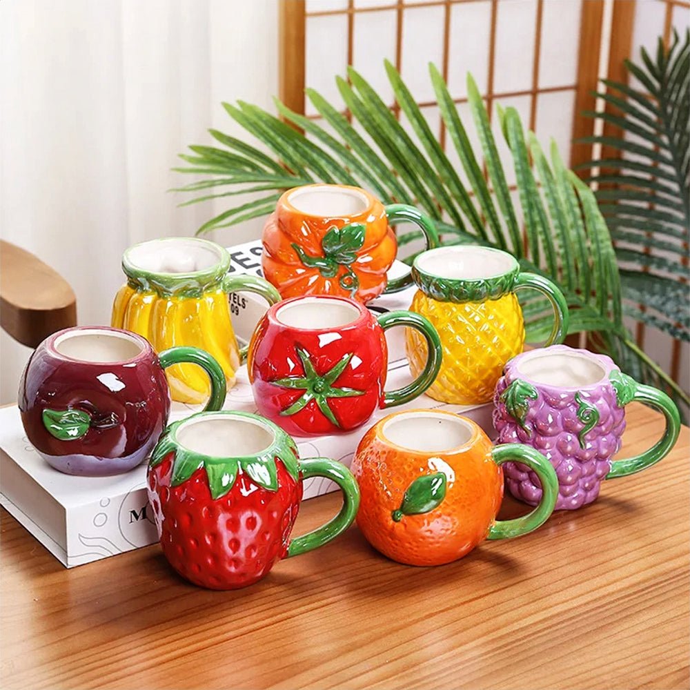 Fruit Shaped Ceramic Coffee Mugs - Fun Novelty Tea Cups for Kids & Adults - Perfect for Breakfast, Office, or Gift Giving