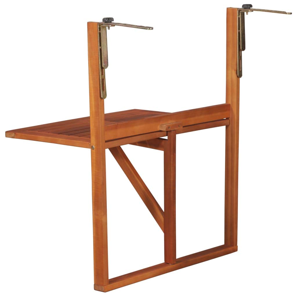 Rustic Acacia Wood Folding Hanging Balcony Side Table - Indoor/Outdoor Railing Serving Stand for Patio, Garden, Deck (25.4 x 17.3 x 31.5 Inches) - Perfect for Small Space Dining, Coffee Break, and Outdoor Entertaining