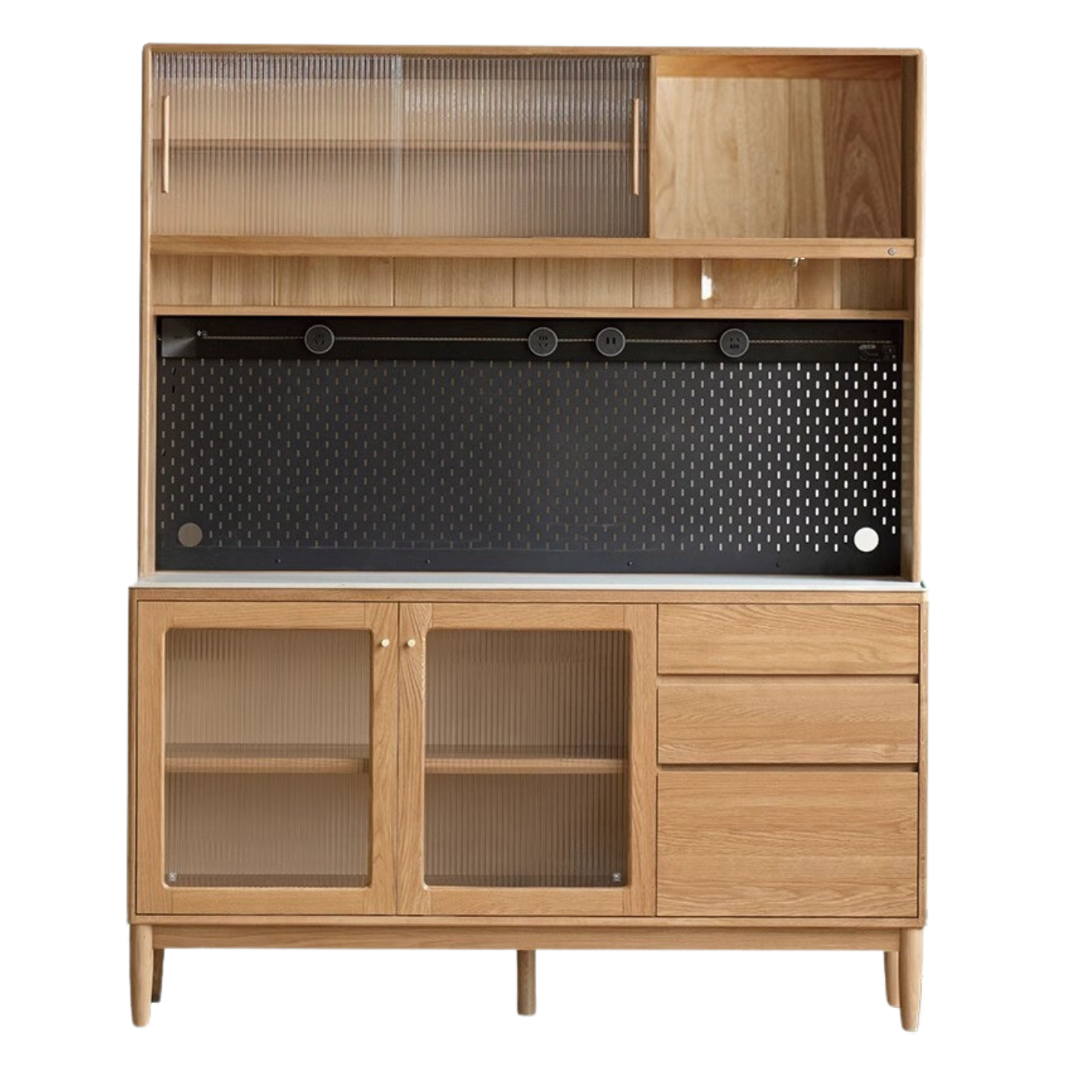 Solid Oak Wood Rock Plate Storage Cabinet - High Capacity Organizer for Kitchen, Living Room, or Office